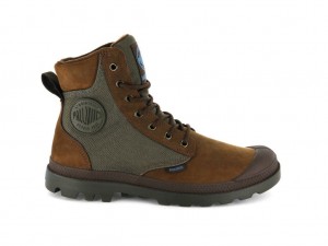 Kids' Palladium Pampa Sport Cuff Wpn Boots Brown / White | SERJ-97508