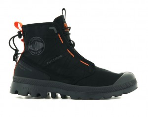 Kids' Palladium Pampa Travel Lite Boots Black / Black | DBFU-42783