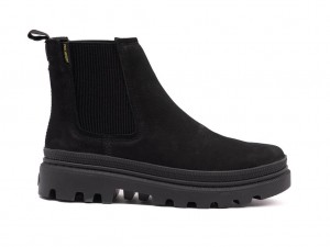 Men Palladium Pallatrooper Chelsea Boots Black / Black | GNRD-21036