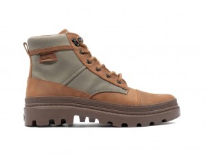 Men Palladium Pallatrooper Rough Boots Olive / Orange | ENDQ-90263