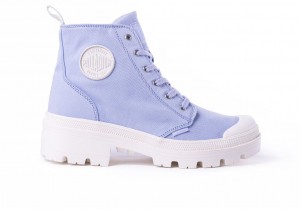 Women Palladium Pallabase Twill Boots Blue | YGKC-43081