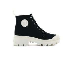 Women Palladium Pallabase Twill Boots Black | WYSP-41302