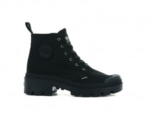 Women Palladium Pallabase Twill Boots Black / Black | WTZX-10684