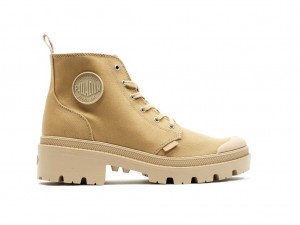 Women Palladium Pallabase Twill Boots Caramel | AFCK-93815