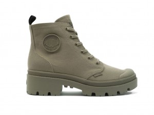 Women Palladium Pallabase Twill Boots Green | OIDG-46257