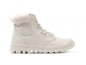 Women Palladium Pampa Hi Snow Warm Boots Almond Milk | LUHY-51347