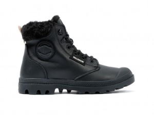 Women Palladium Pampa Hi Snow Warm Boots Black | KXPS-14569