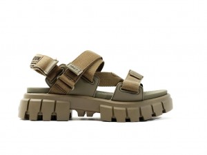 Women Palladium Revolt Sandal Mono Sandals Green | IYSQ-01259