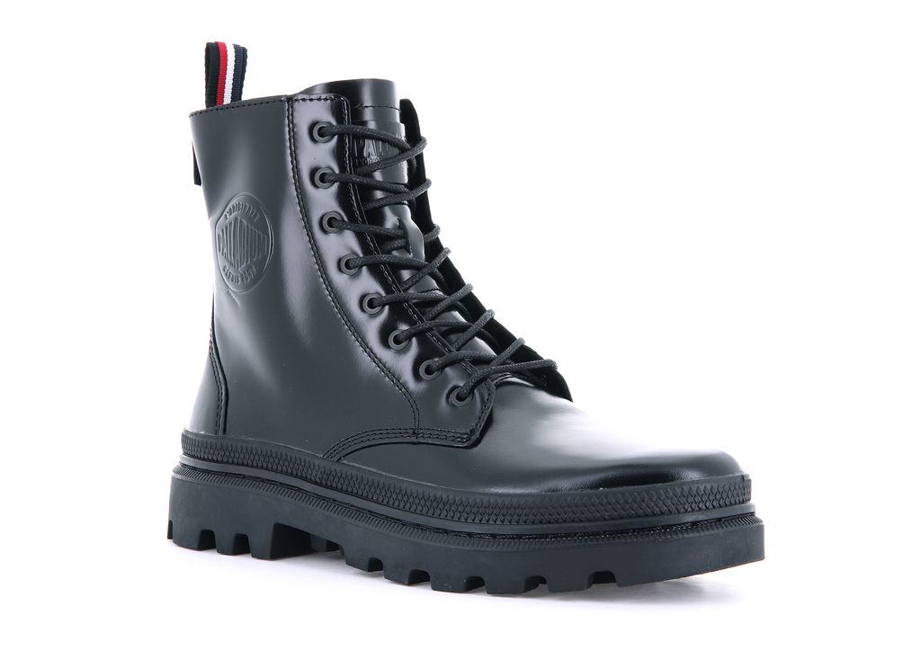 Kids' Palladium Pallatrooper Off-1 Boots Black / Black | SJMA-98256