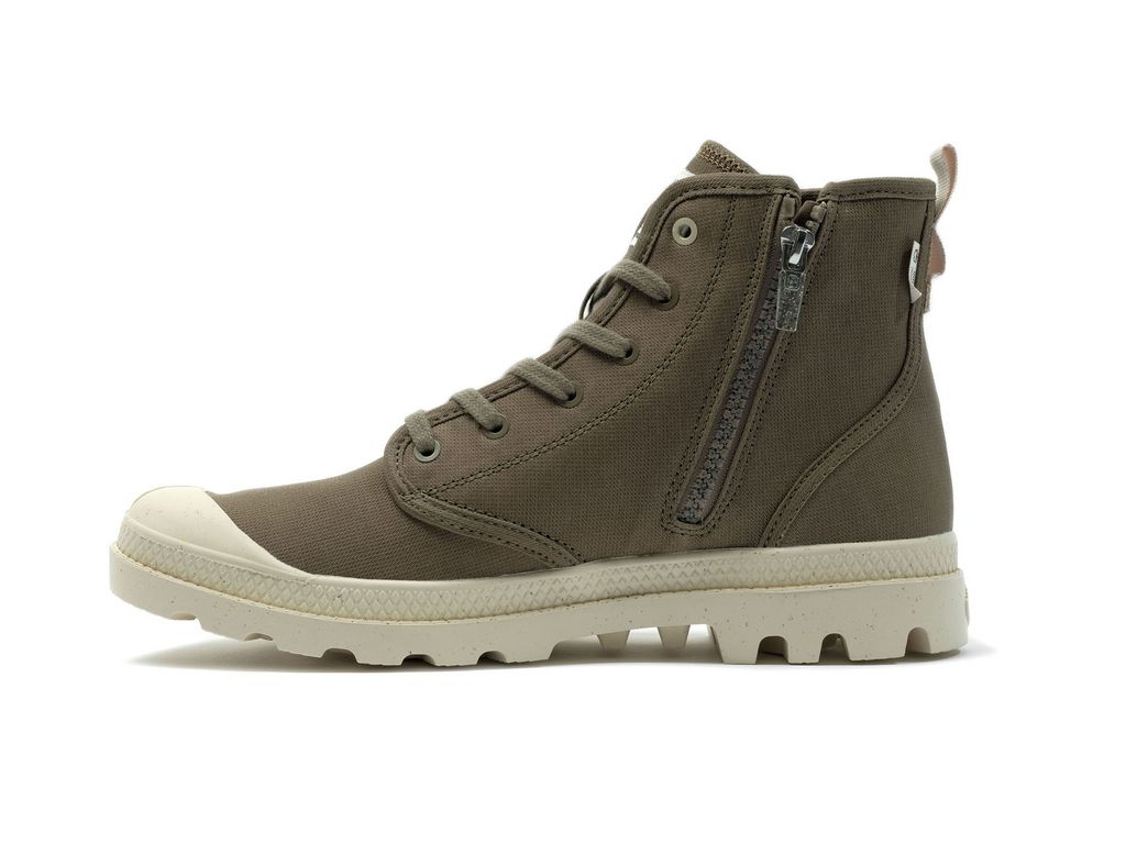 Kids' Palladium Pampa Hi Zip Organic Boots Green | DSKM-93760