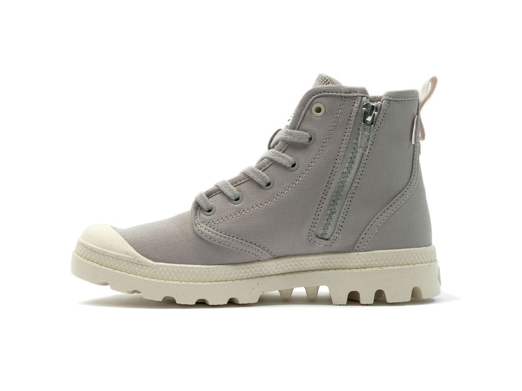 Kids' Palladium Pampa Hi Zip Organic Boots Grey | XBFA-05924
