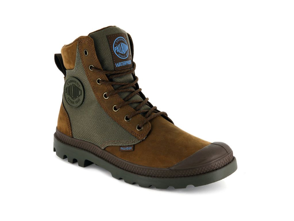 Kids' Palladium Pampa Sport Cuff Wpn Boots Brown / White | SERJ-97508