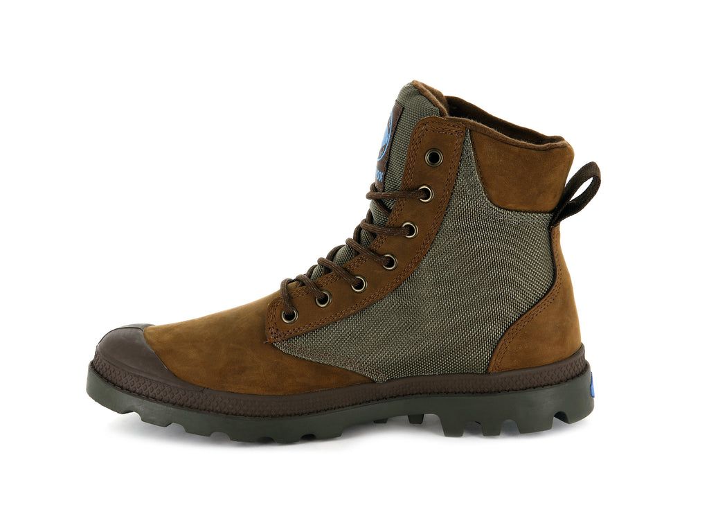 Kids' Palladium Pampa Sport Cuff Wpn Boots Brown / White | SERJ-97508