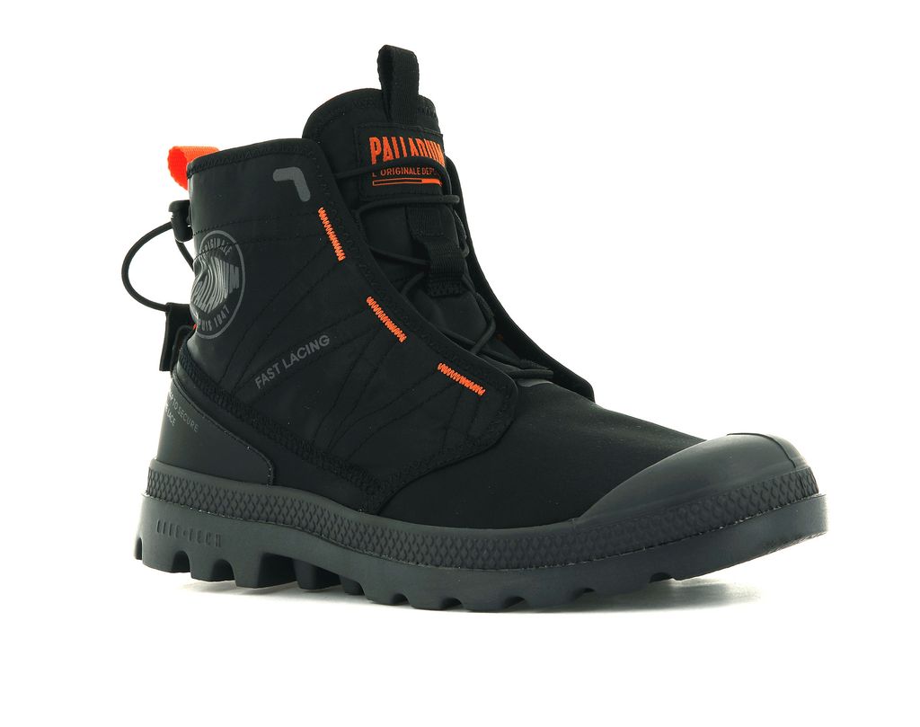 Kids' Palladium Pampa Travel Lite Boots Black / Black | DBFU-42783