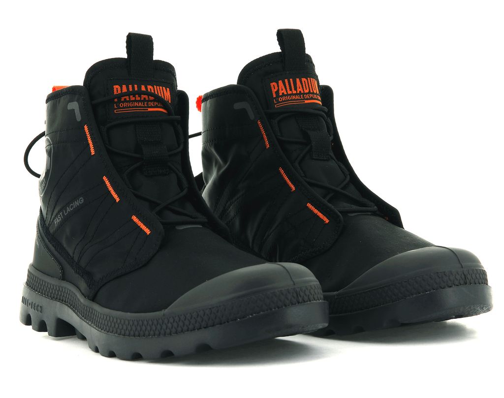 Kids' Palladium Pampa Travel Lite Boots Black / Black | DBFU-42783