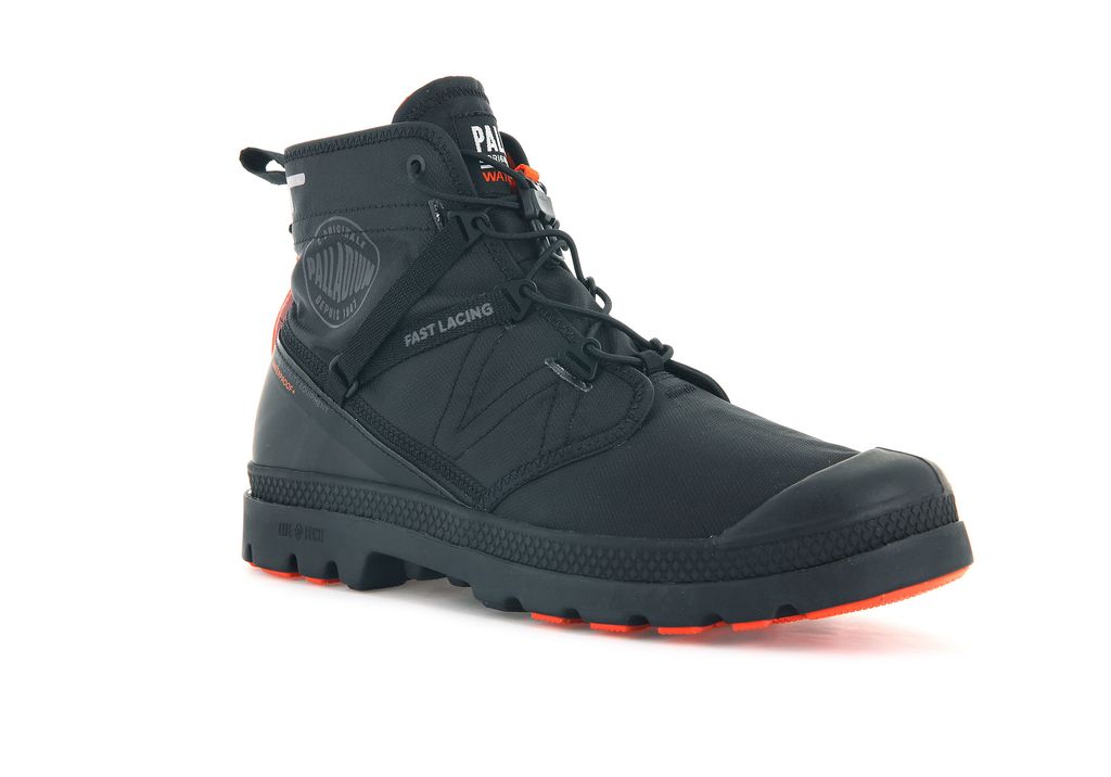 Kids' Palladium Pampa Travel Lite+ Waterproof Boots Black / Black | PVME-17908