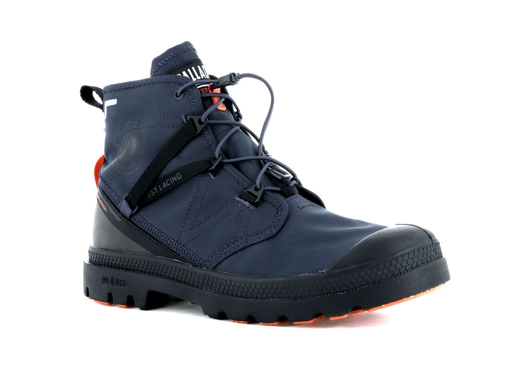 Kids' Palladium Pampa Travel Lite+ Waterproof Boots Indigo | XIZA-73915