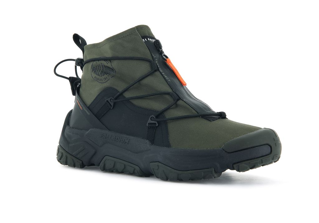 Men Palladium Off-grid Hi Zip Waterproof + Sneakers Olive | QZCK-58723
