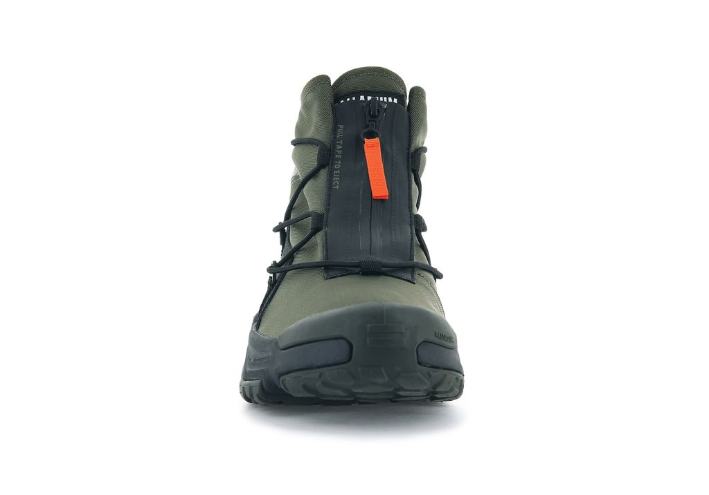 Men Palladium Off-grid Hi Zip Waterproof + Sneakers Olive | QZCK-58723