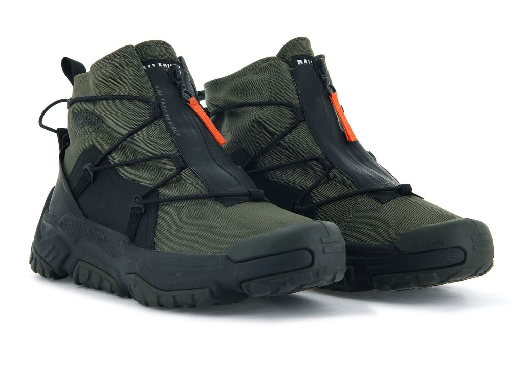 Men Palladium Off-grid Hi Zip Waterproof + Sneakers Olive | QZCK-58723