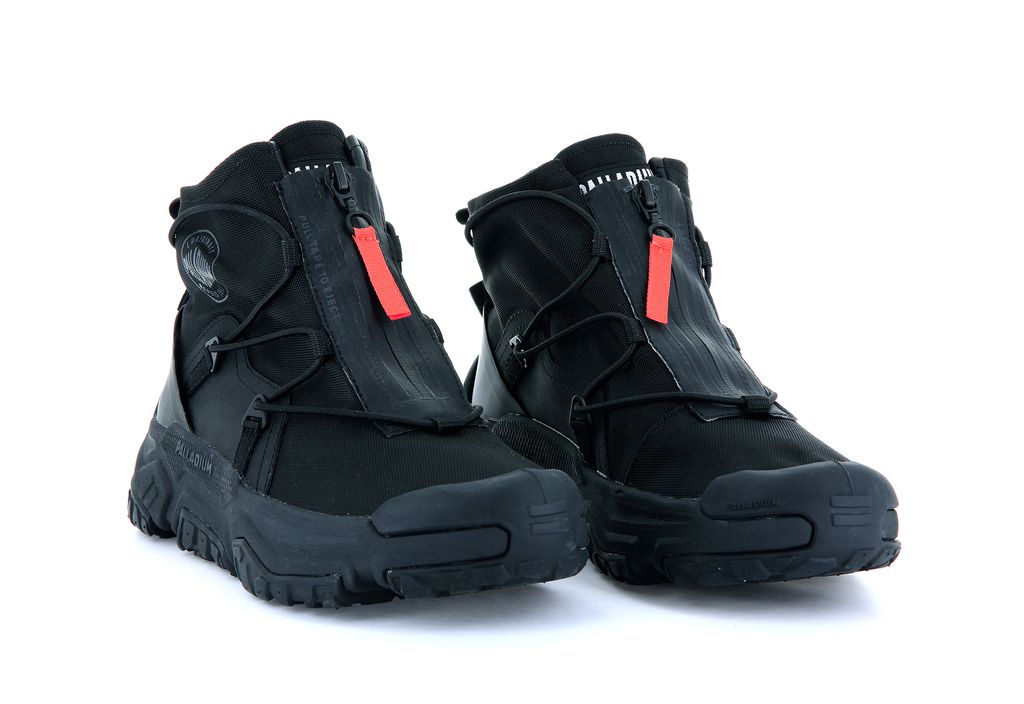 Men Palladium Off-grid Hi Zip Waterproof + Sneakers Black / Black | XNMV-40285