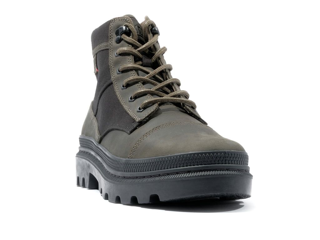 Men Palladium Pallatrooper Rough Boots Black / Olive | FOSB-39701