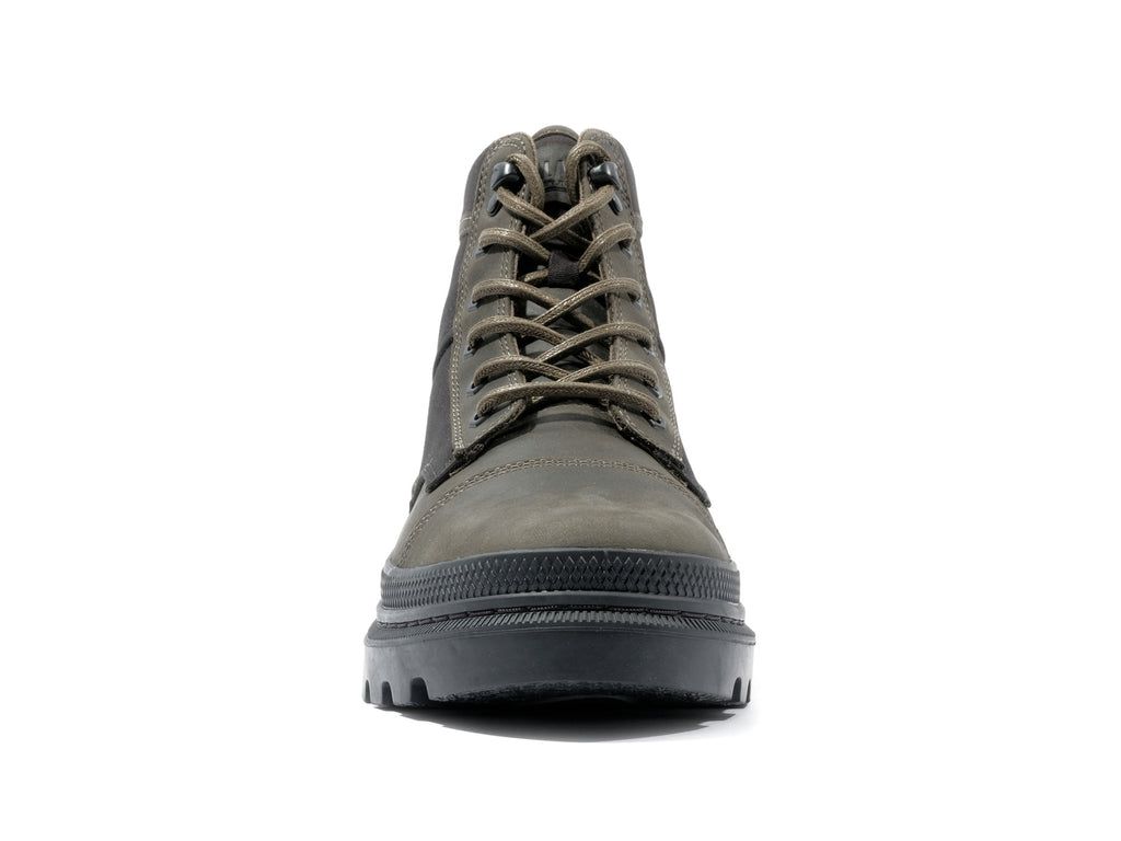 Men Palladium Pallatrooper Rough Boots Black / Olive | FOSB-39701
