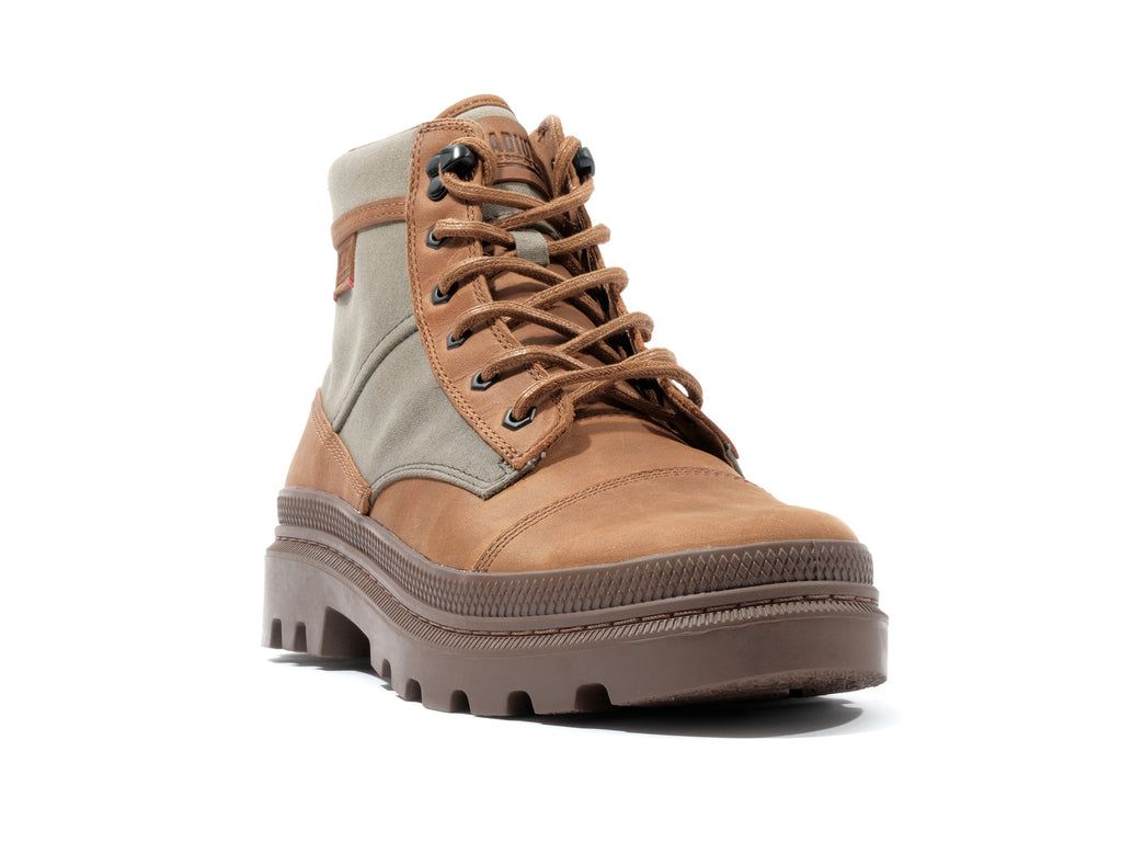 Men Palladium Pallatrooper Rough Boots Olive / Orange | ENDQ-90263