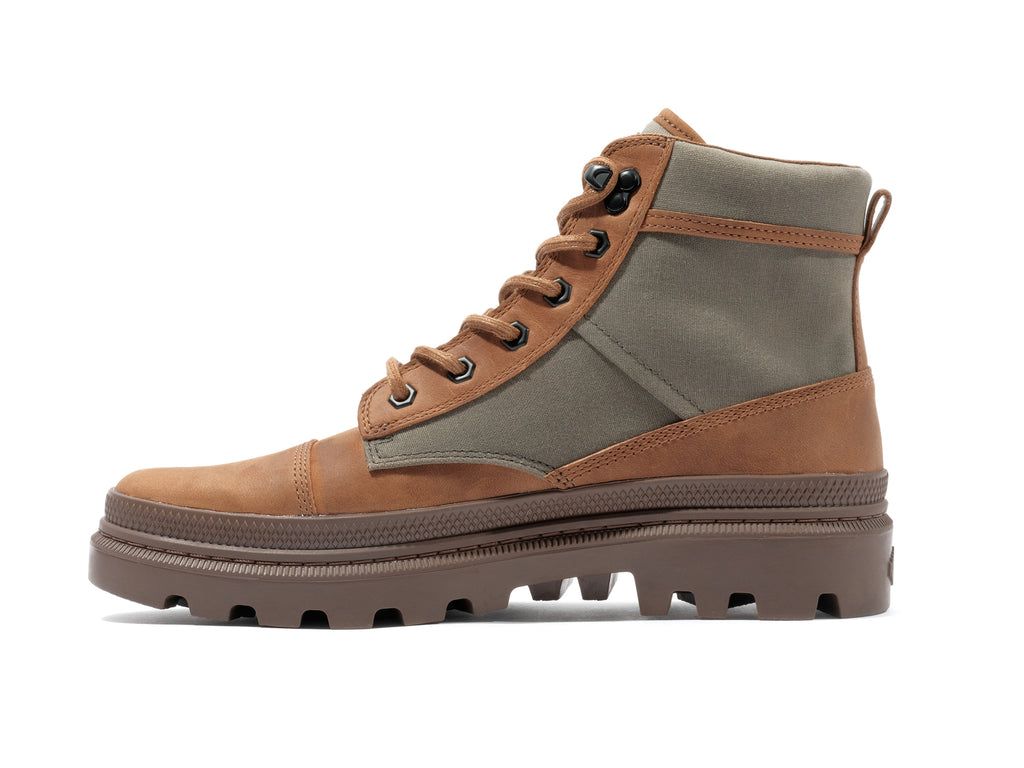 Men Palladium Pallatrooper Rough Boots Olive / Orange | ENDQ-90263