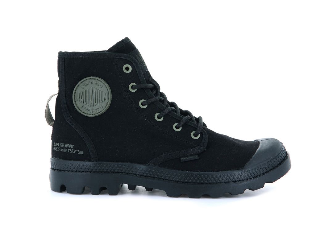 Men Palladium Pampa Hi Htg Supply Boots Black / Black | ZRGI-90613