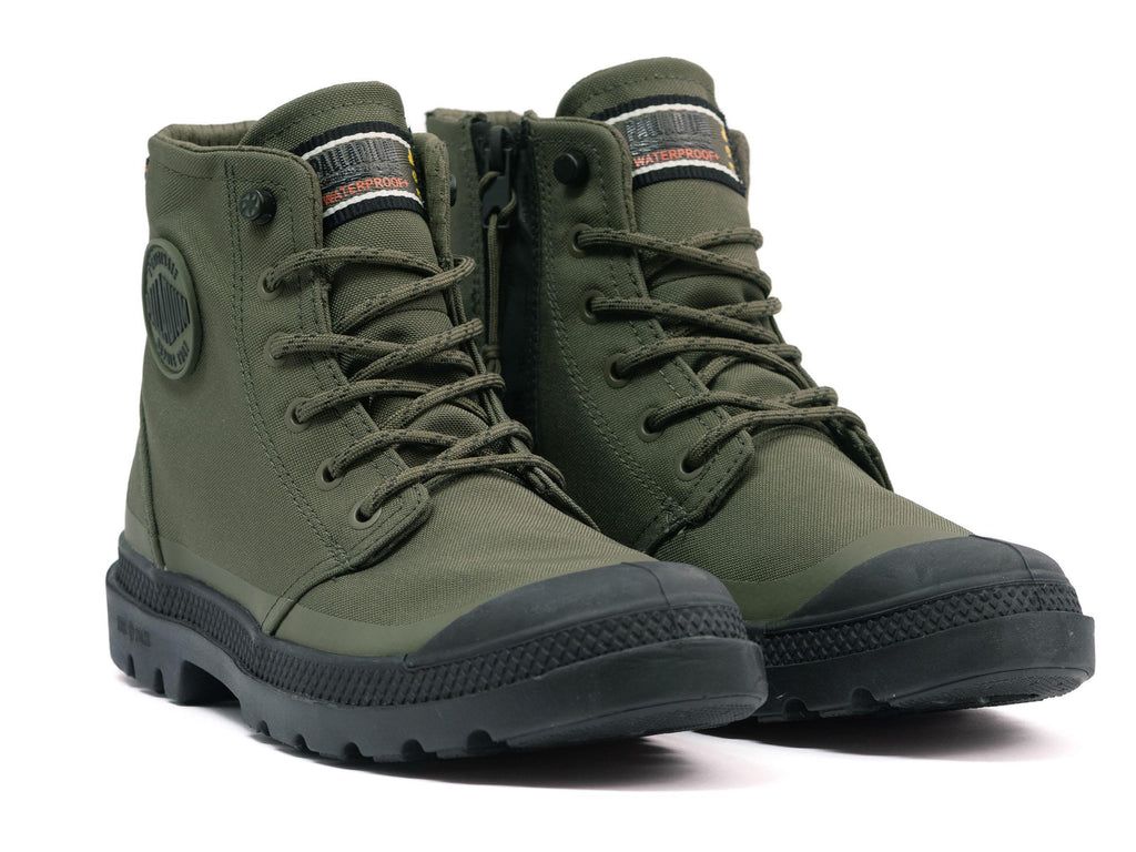 Men Palladium Pampa Rcyl Lt+wp+zip Boots Olive | IQAM-65073