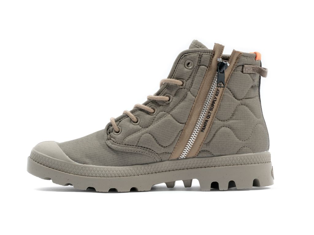 Men Palladium Pampa Re-quilted Boots Olive | OQCB-78659