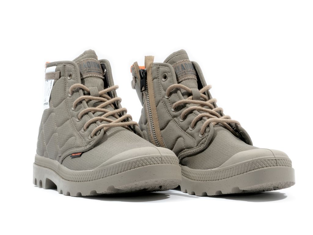 Men Palladium Pampa Re-quilted Boots Olive | OQCB-78659