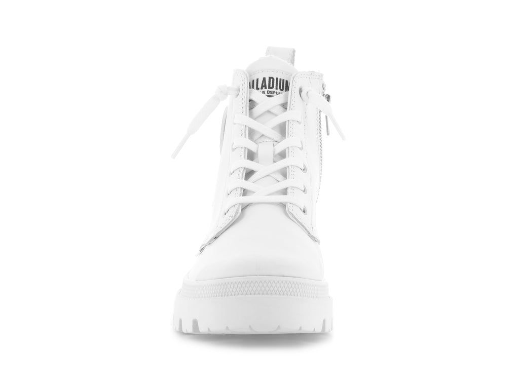 Women Palladium Pallabase Leather Boots White / Black | AHSP-03264