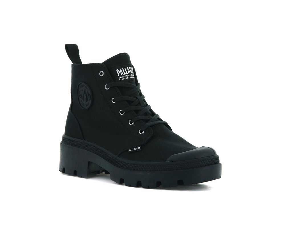 Women Palladium Pallabase Twill Boots Black / Black | RFDI-09673