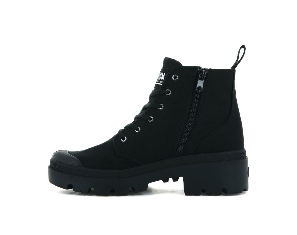 Women Palladium Pallabase Twill Boots Black / Black | RFDI-09673