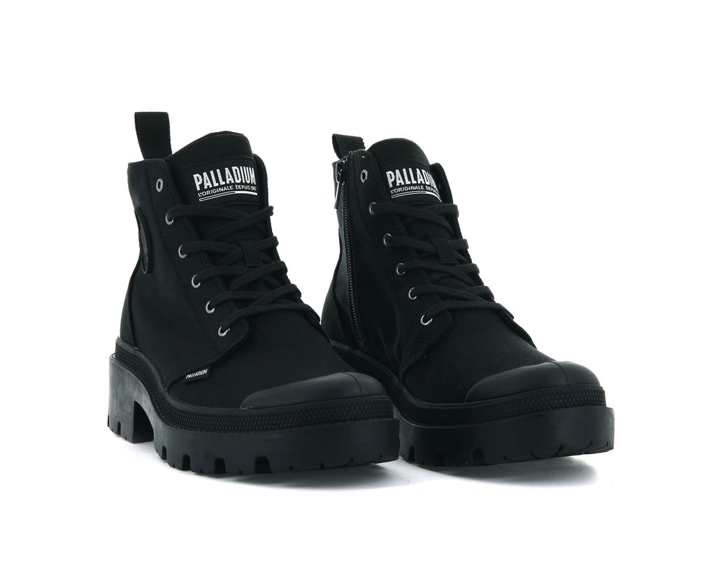 Women Palladium Pallabase Twill Boots Black / Black | RFDI-09673