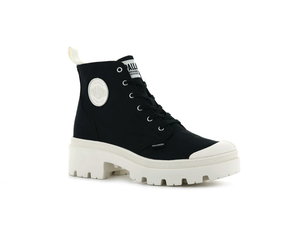 Women Palladium Pallabase Twill Boots Black | QUYZ-04927