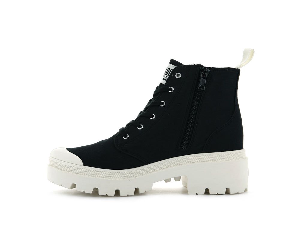 Women Palladium Pallabase Twill Boots Black | QUYZ-04927