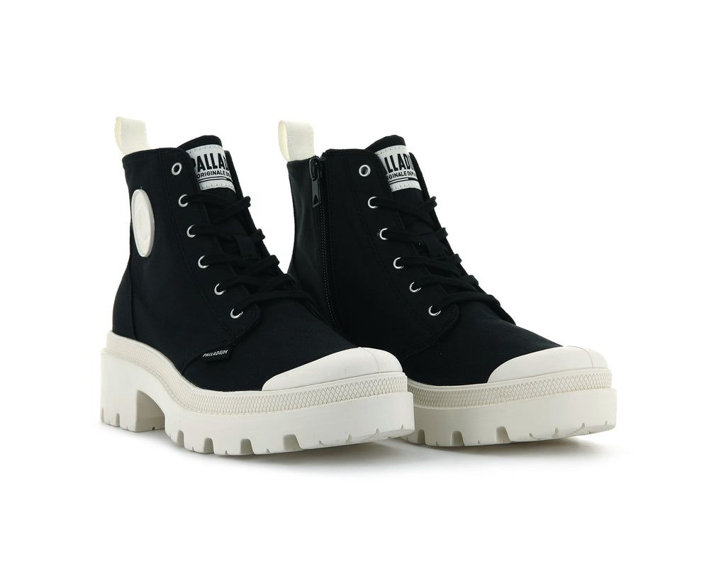 Women Palladium Pallabase Twill Boots Black | QUYZ-04927