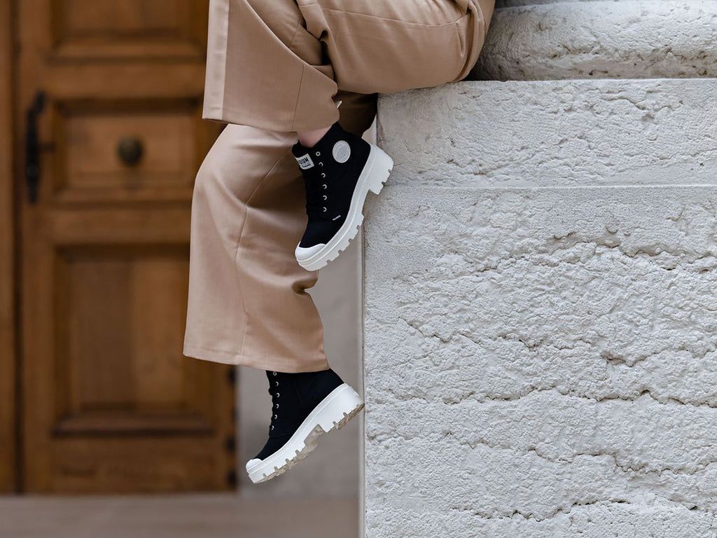 Women Palladium Pallabase Twill Boots Black | QUYZ-04927