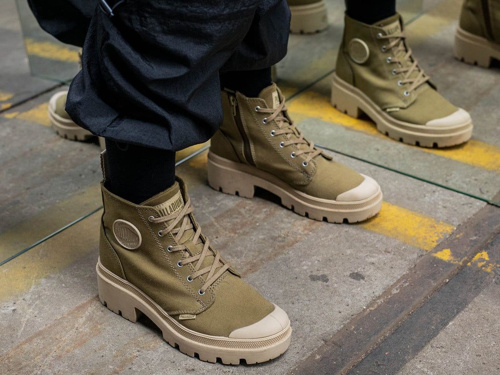 Women Palladium Pallabase Twill Boots Butternut | VINM-16890