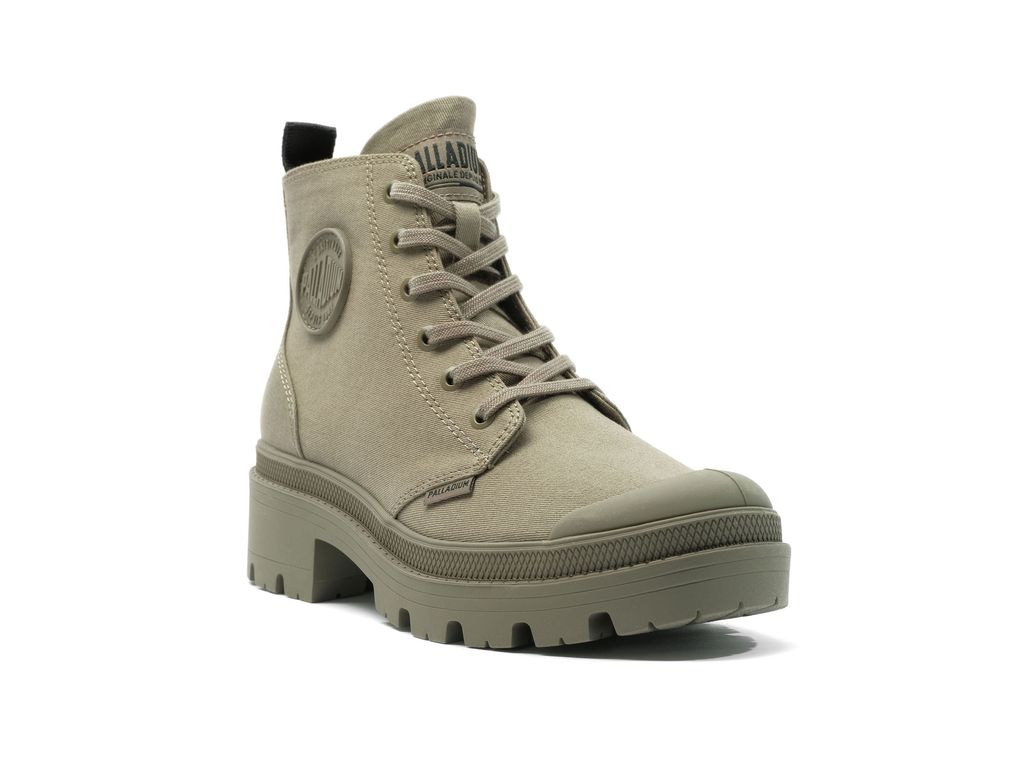 Women Palladium Pallabase Twill Boots Green | OIDG-46257