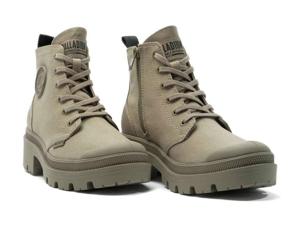 Women Palladium Pallabase Twill Boots Green | OIDG-46257