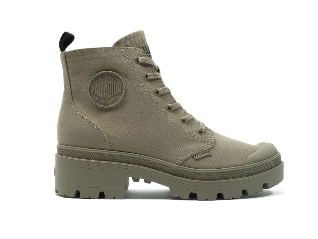 Women Palladium Pallabase Twill Boots Green | OIDG-46257