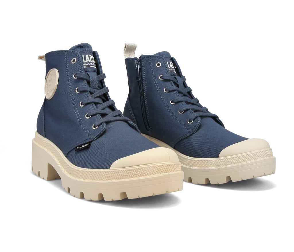 Women Palladium Pallabase Twill Boots Indigo | WUYF-90257