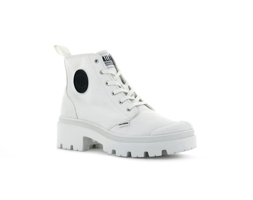 Women Palladium Pallabase Twill Boots White | SZQX-89543