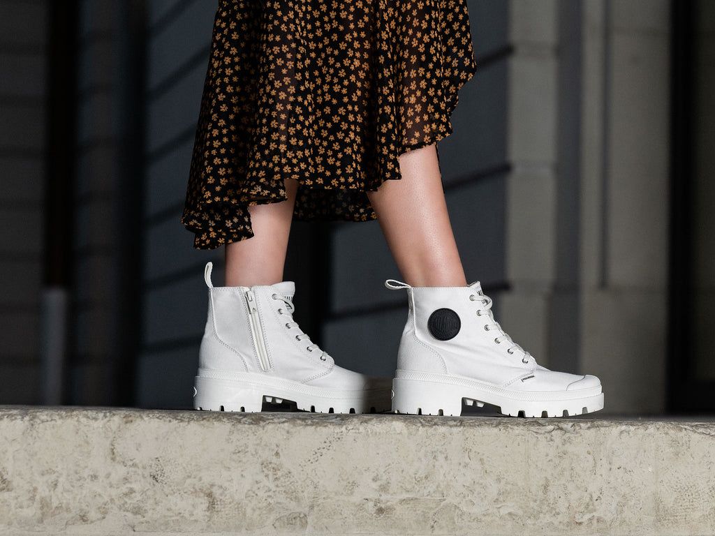 Women Palladium Pallabase Twill Boots White | SZQX-89543