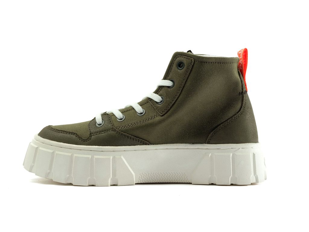 Women Palladium Pallatower Hi Boots Olive | JOSR-06258