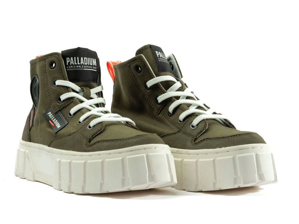 Women Palladium Pallatower Hi Boots Olive | JOSR-06258